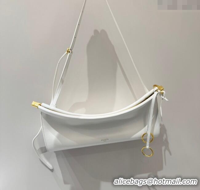 Discount Alaia Le Click Medium Shoulder Bag in Calf Leather 20258821 White 2025