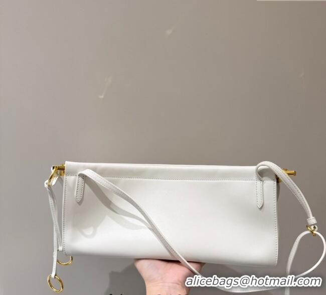 Discount Alaia Le Click Medium Shoulder Bag in Calf Leather 20258821 White 2025