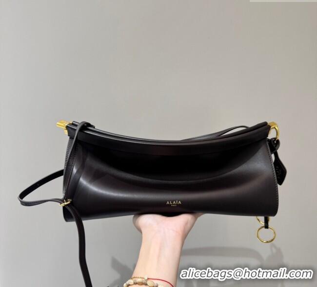 Luxury Cheap Alaia Le Click Medium Shoulder Bag in Calf Leather 20258821 Brown 2025