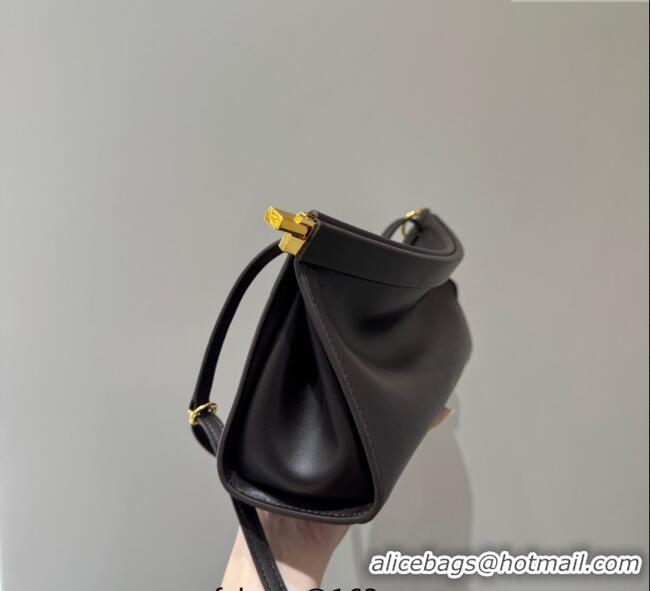 Luxury Cheap Alaia Le Click Medium Shoulder Bag in Calf Leather 20258821 Brown 2025