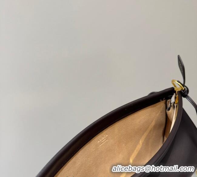 Luxury Cheap Alaia Le Click Medium Shoulder Bag in Calf Leather 20258821 Brown 2025