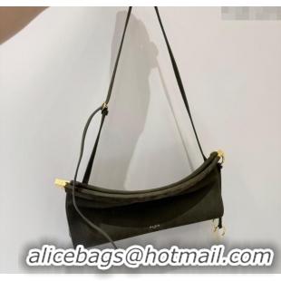 Best Price Alaia Le Click Medium Shoulder Bag in Suede 20258821 Green 2025