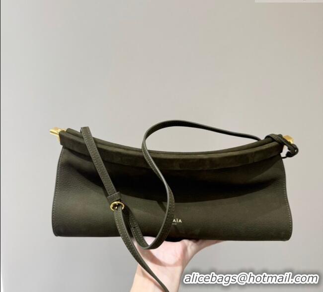 Best Price Alaia Le Click Medium Shoulder Bag in Suede 20258821 Green 2025