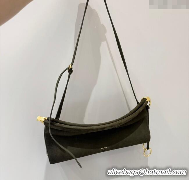 Best Price Alaia Le Click Medium Shoulder Bag in Suede 20258821 Green 2025