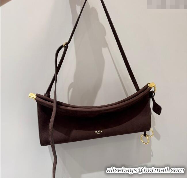 Best Product Alaia Le Click Medium Shoulder Bag in Suede 20258821 Brown 2025