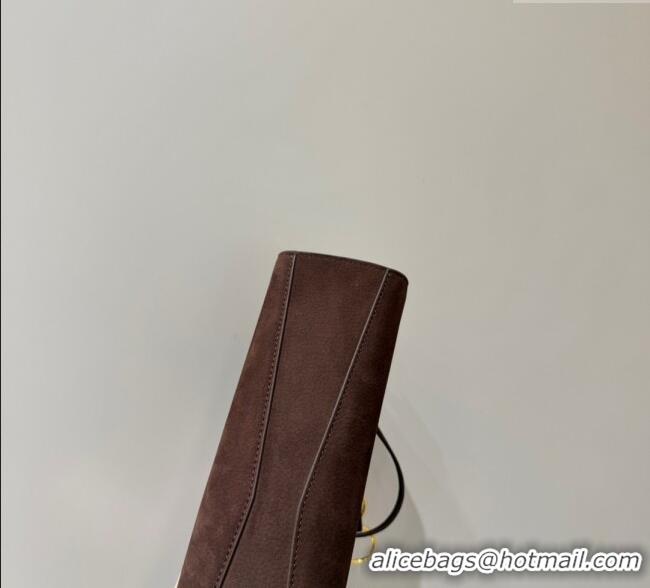 Best Product Alaia Le Click Medium Shoulder Bag in Suede 20258821 Brown 2025