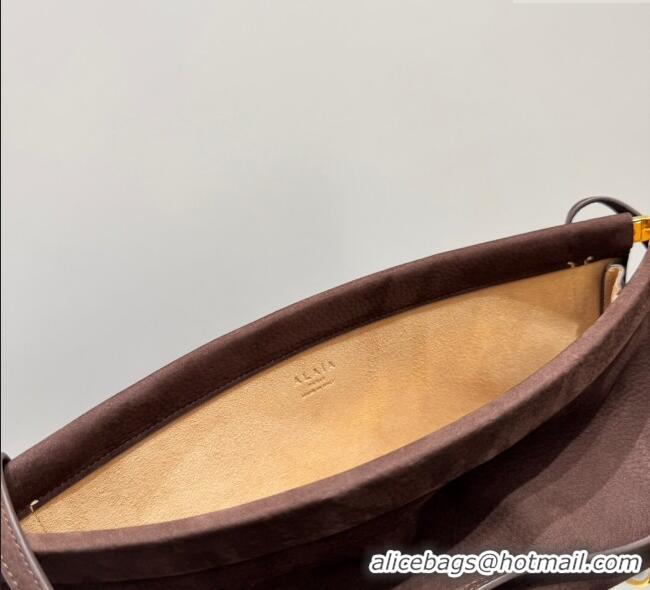 Best Product Alaia Le Click Medium Shoulder Bag in Suede 20258821 Brown 2025