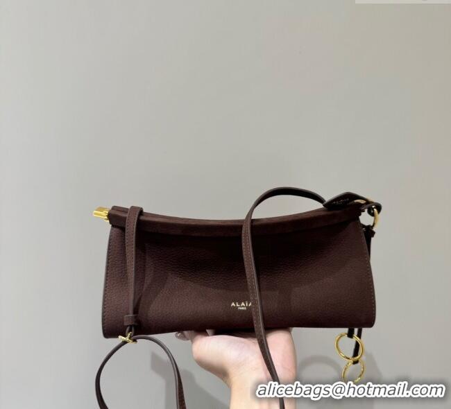Luxury Discount Alaia Le Click Small Shoulder Bag in Suede 20258822 Brown 2025