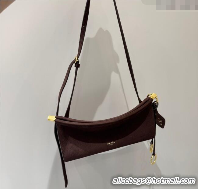 Luxury Discount Alaia Le Click Small Shoulder Bag in Suede 20258822 Brown 2025