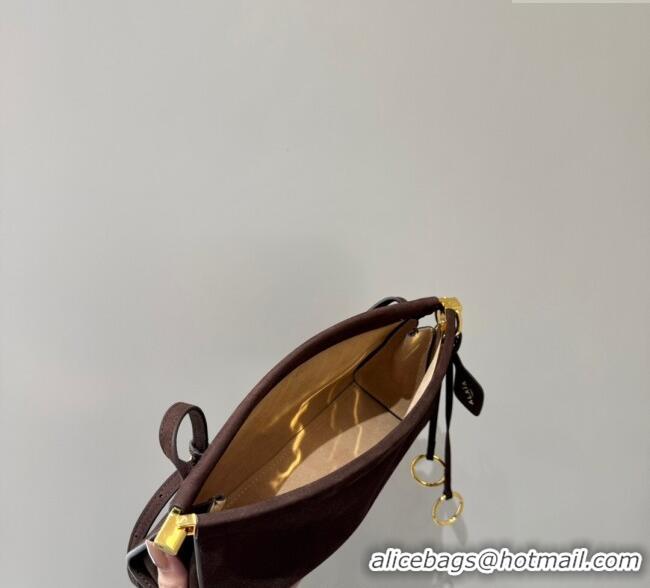 Luxury Discount Alaia Le Click Small Shoulder Bag in Suede 20258822 Brown 2025