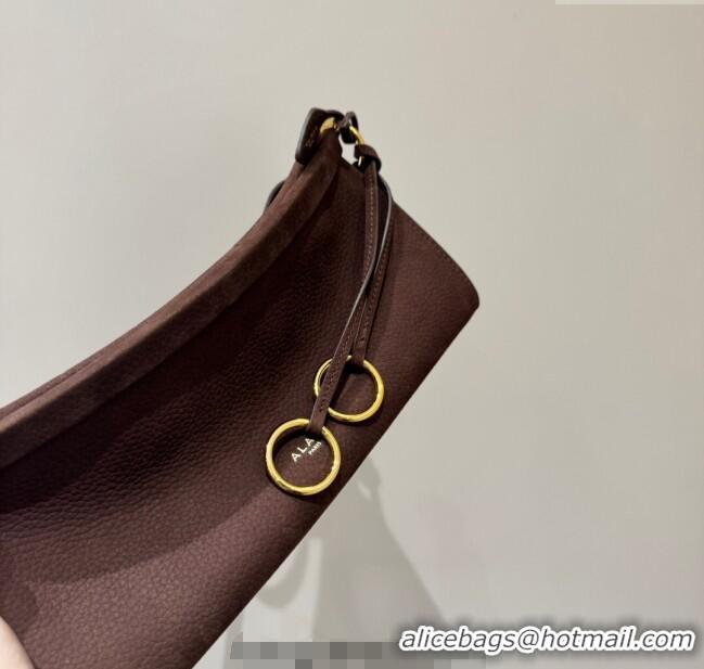 Luxury Discount Alaia Le Click Small Shoulder Bag in Suede 20258822 Brown 2025
