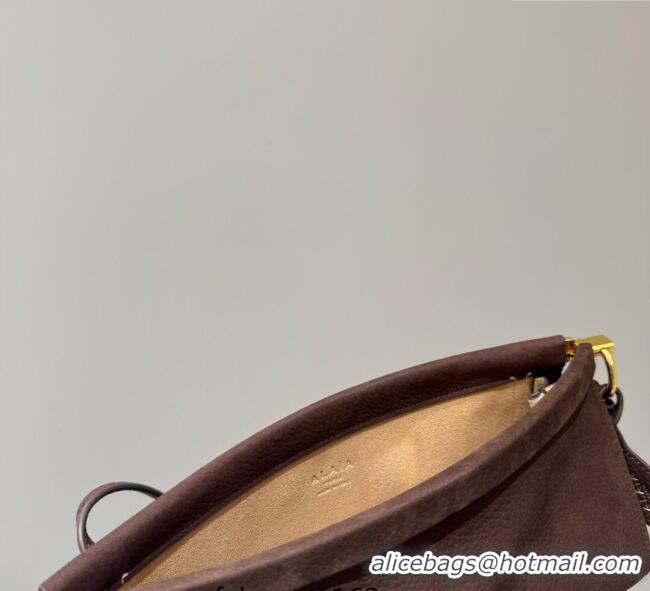 Luxury Discount Alaia Le Click Small Shoulder Bag in Suede 20258822 Brown 2025
