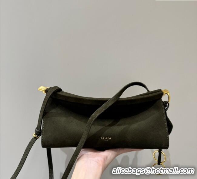 Promotional Alaia Le Click Small Shoulder Bag in Suede 20258822 Green 2025