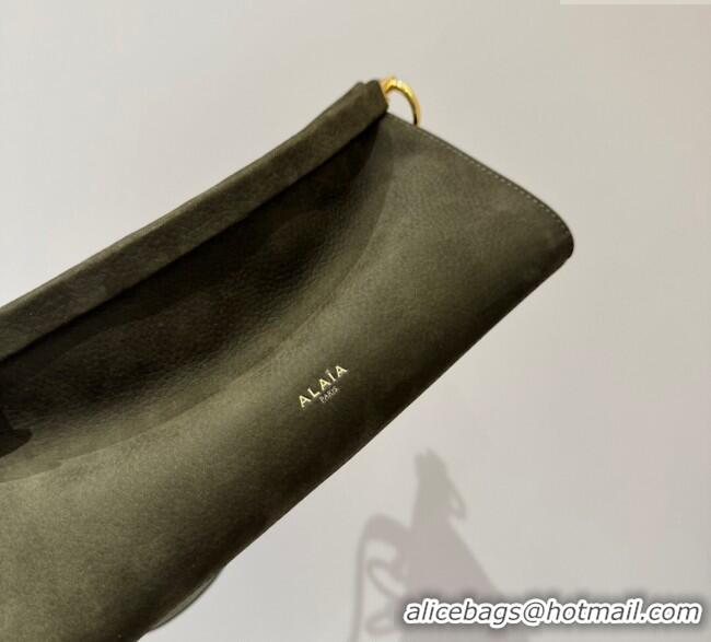Promotional Alaia Le Click Small Shoulder Bag in Suede 20258822 Green 2025
