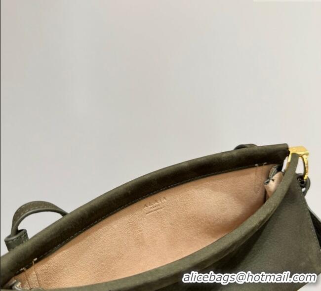 Promotional Alaia Le Click Small Shoulder Bag in Suede 20258822 Green 2025