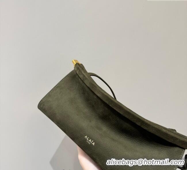 Promotional Alaia Le Click Small Shoulder Bag in Suede 20258822 Green 2025
