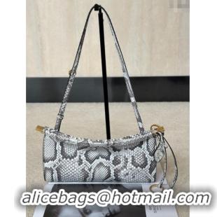 Super Quality Alaia Le Click Small Shoulder Bag in Pythonskin Leather 998054S White/Grey 2025