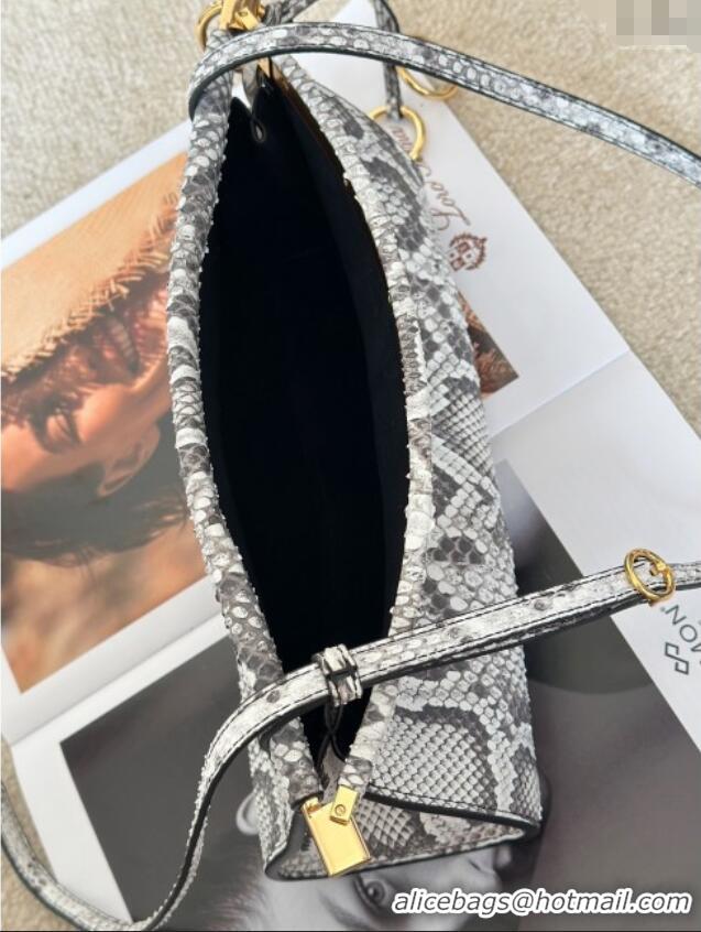 Super Quality Alaia Le Click Small Shoulder Bag in Pythonskin Leather 998054S White/Grey 2025