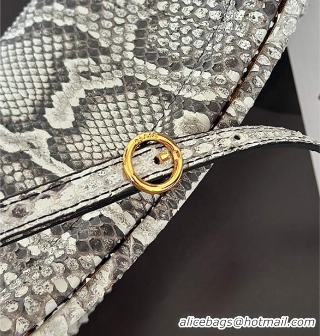 Super Quality Alaia Le Click Small Shoulder Bag in Pythonskin Leather 998054S White/Grey 2025