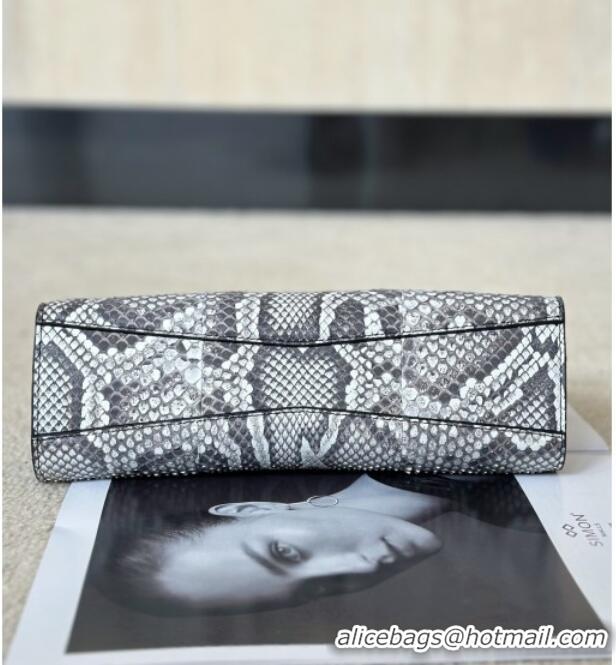 Super Quality Alaia Le Click Small Shoulder Bag in Pythonskin Leather 998054S White/Grey 2025