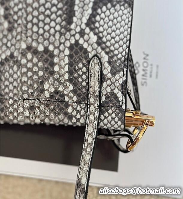 Super Quality Alaia Le Click Small Shoulder Bag in Pythonskin Leather 998054S White/Grey 2025