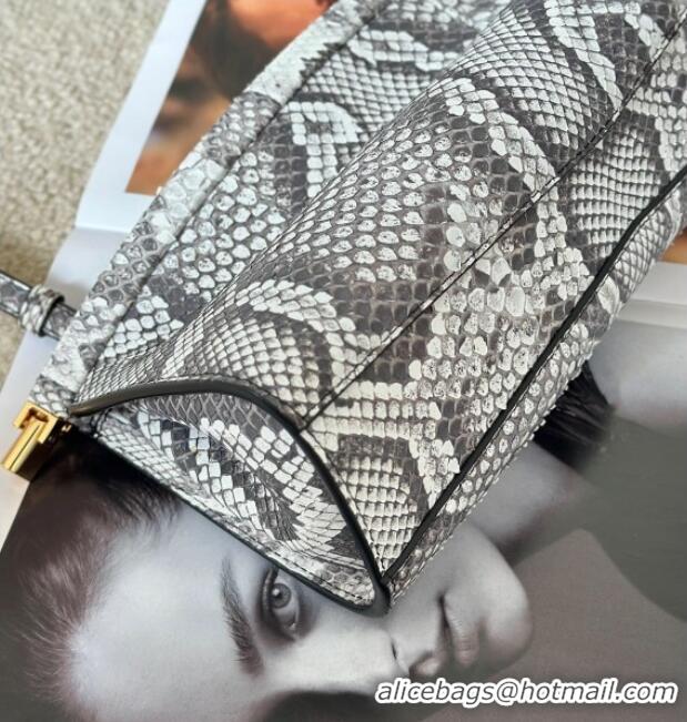 Super Quality Alaia Le Click Small Shoulder Bag in Pythonskin Leather 998054S White/Grey 2025