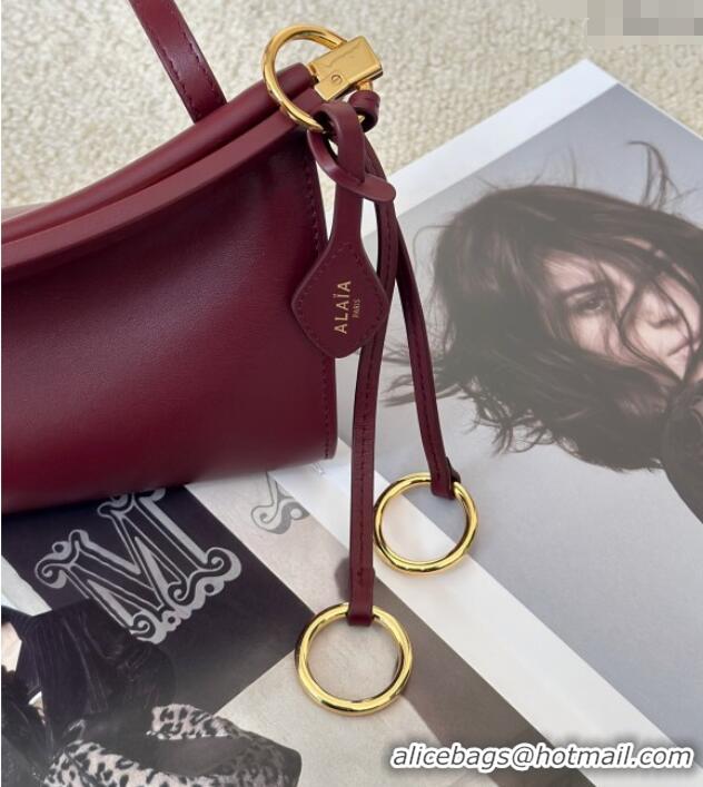 New Design Alaia Le Click Small Shoulder Bag in Calfskin Leather 998054S Dark Burgundy 2025
