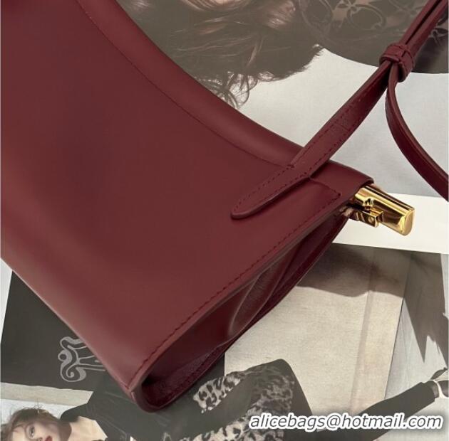 New Design Alaia Le Click Small Shoulder Bag in Calfskin Leather 998054S Dark Burgundy 2025