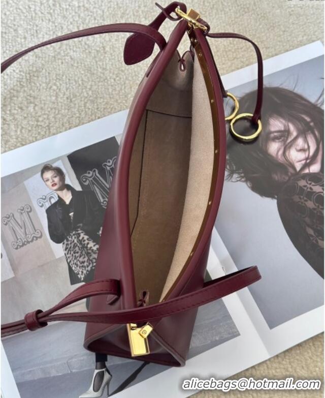 New Design Alaia Le Click Small Shoulder Bag in Calfskin Leather 998054S Dark Burgundy 2025