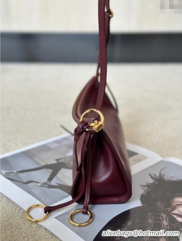 New Design Alaia Le Click Small Shoulder Bag in Calfskin Leather 998054S Dark Burgundy 2025