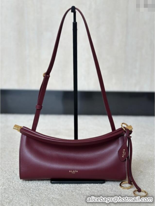 New Design Alaia Le Click Small Shoulder Bag in Calfskin Leather 998054S Dark Burgundy 2025