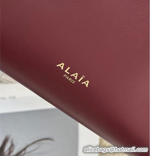 New Design Alaia Le Click Small Shoulder Bag in Calfskin Leather 998054S Dark Burgundy 2025