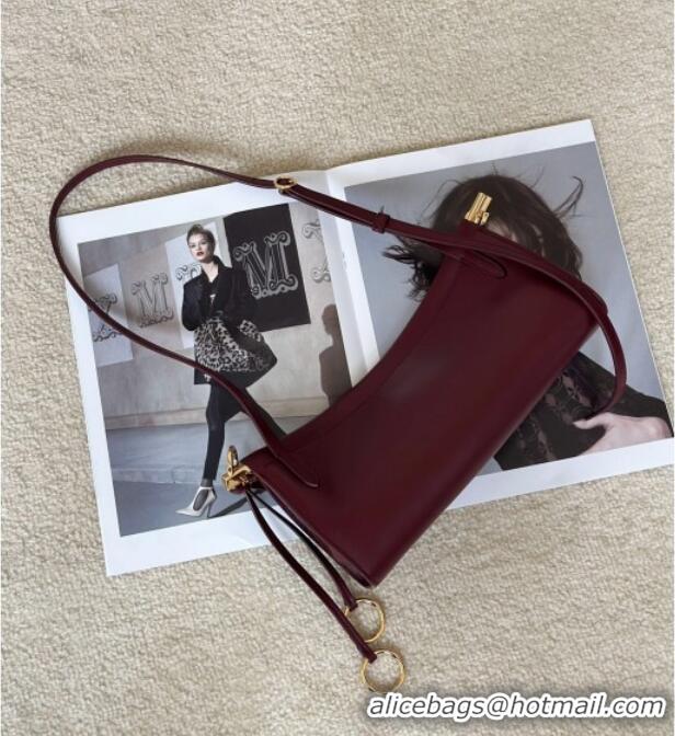 New Design Alaia Le Click Small Shoulder Bag in Calfskin Leather 998054S Dark Burgundy 2025
