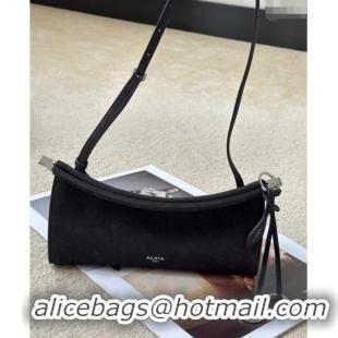 Best Quality Alaia Le Click Small Shoulder Bag in Grained Nubuck Leather 998054S Grey 2025