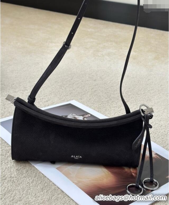 Best Quality Alaia Le Click Small Shoulder Bag in Grained Nubuck Leather 998054S Grey 2025