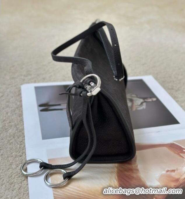 Best Quality Alaia Le Click Small Shoulder Bag in Grained Nubuck Leather 998054S Grey 2025