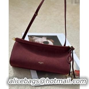 Best Price Alaia Le Click Small Shoulder Bag in Grained Nubuck Leather 998054S Dark Burgundy 2025