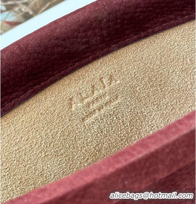 Best Price Alaia Le Click Small Shoulder Bag in Grained Nubuck Leather 998054S Dark Burgundy 2025