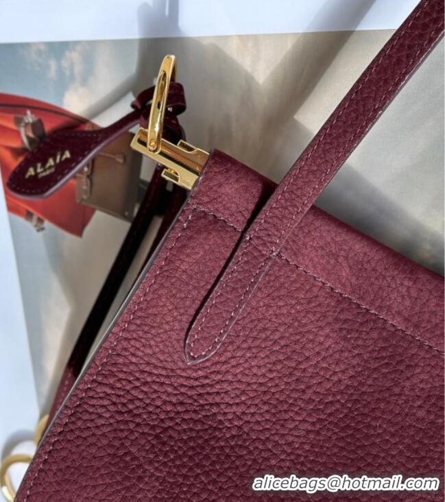 Best Price Alaia Le Click Small Shoulder Bag in Grained Nubuck Leather 998054S Dark Burgundy 2025