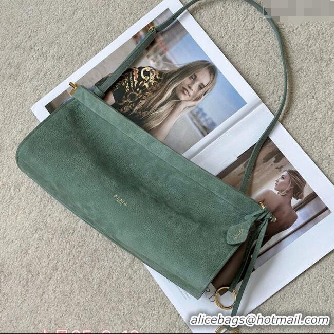 Super Quality Alaia Le Click Small Shoulder Bag in Grained Nubuck Leather 998054S Green 2025
