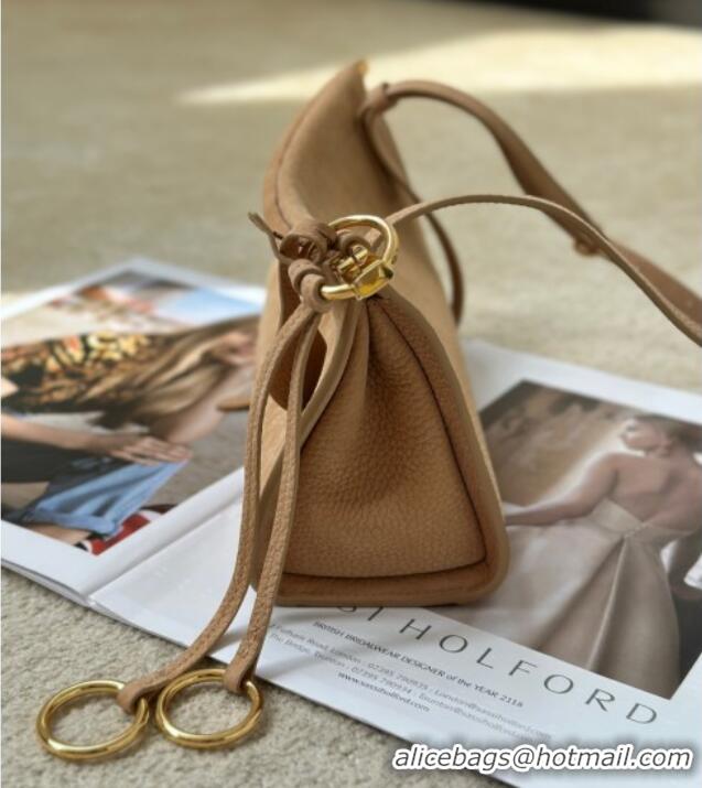 New Design Alaia Le Click Small Shoulder Bag in Grained Nubuck Leather 998054S Beige 2025
