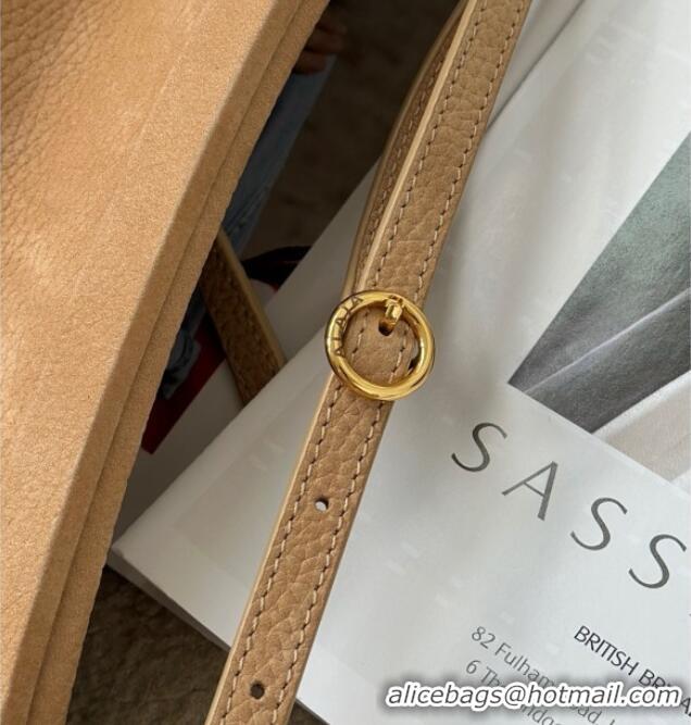 New Design Alaia Le Click Small Shoulder Bag in Grained Nubuck Leather 998054S Beige 2025