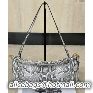 Best Price Alaia Le Click Medium Shoulder Bag in Pythonskin Leather 998054M White/Grey 2025