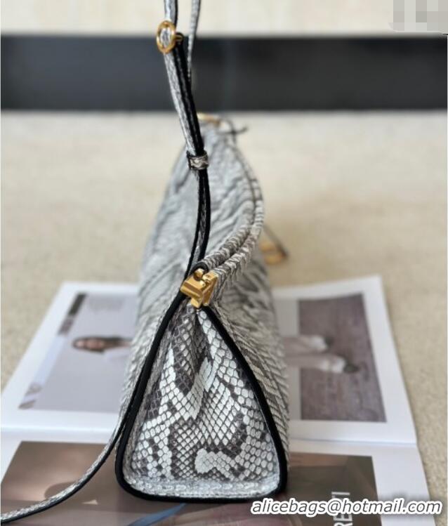 Best Price Alaia Le Click Medium Shoulder Bag in Pythonskin Leather 998054M White/Grey 2025