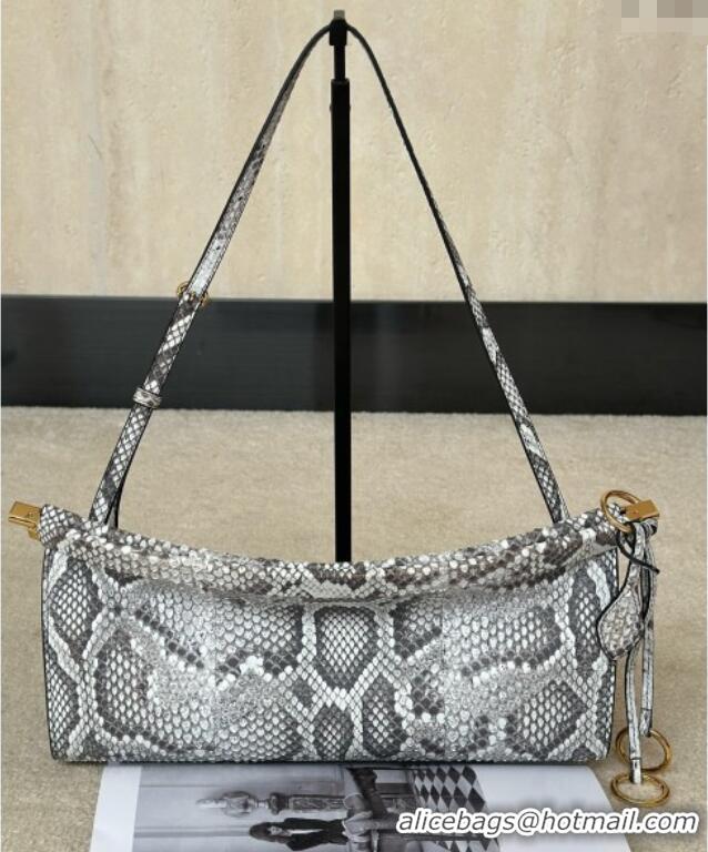 Best Price Alaia Le Click Medium Shoulder Bag in Pythonskin Leather 998054M White/Grey 2025