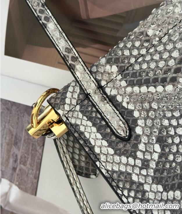 Best Price Alaia Le Click Medium Shoulder Bag in Pythonskin Leather 998054M White/Grey 2025