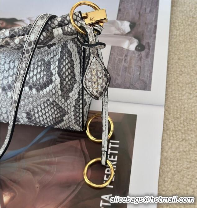 Best Price Alaia Le Click Medium Shoulder Bag in Pythonskin Leather 998054M White/Grey 2025