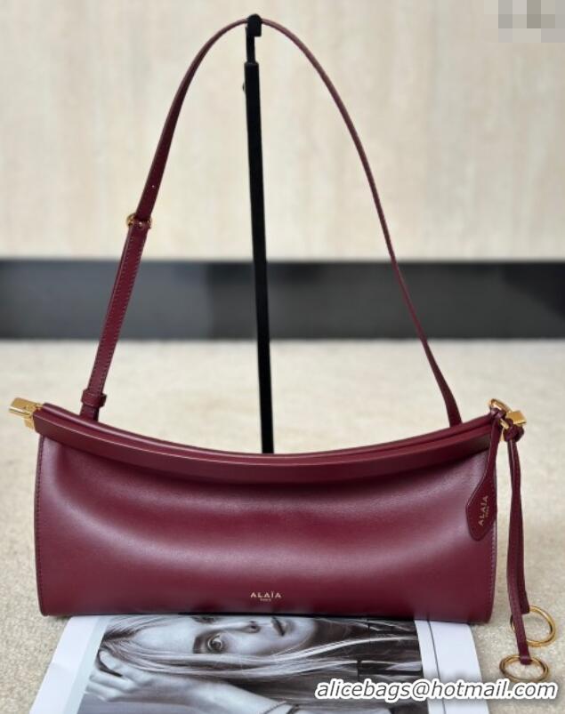 Best Price Alaia Le Click Medium Shoulder Bag in Calfskin Leather 998054M Dark Burgundy 2025