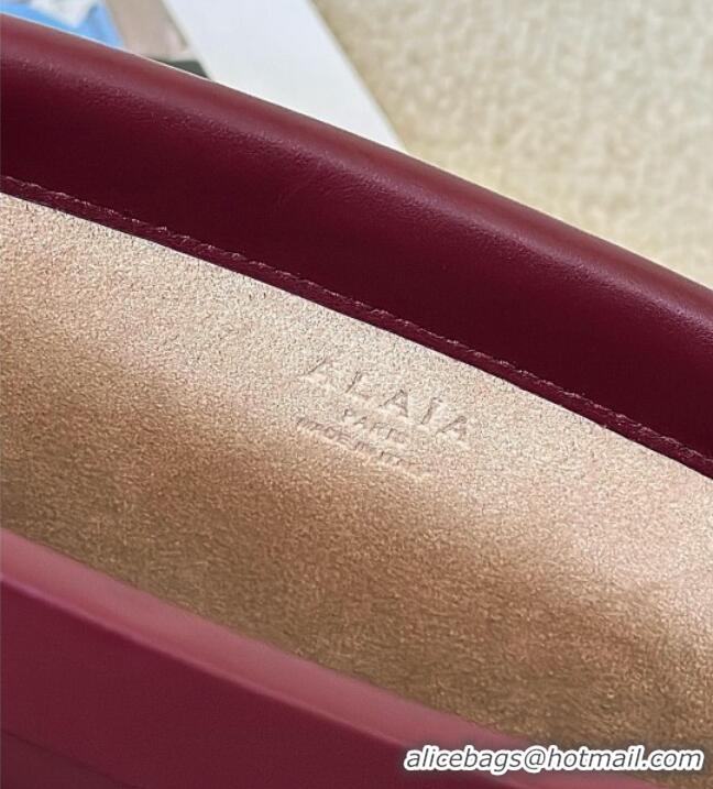 Best Price Alaia Le Click Medium Shoulder Bag in Calfskin Leather 998054M Dark Burgundy 2025