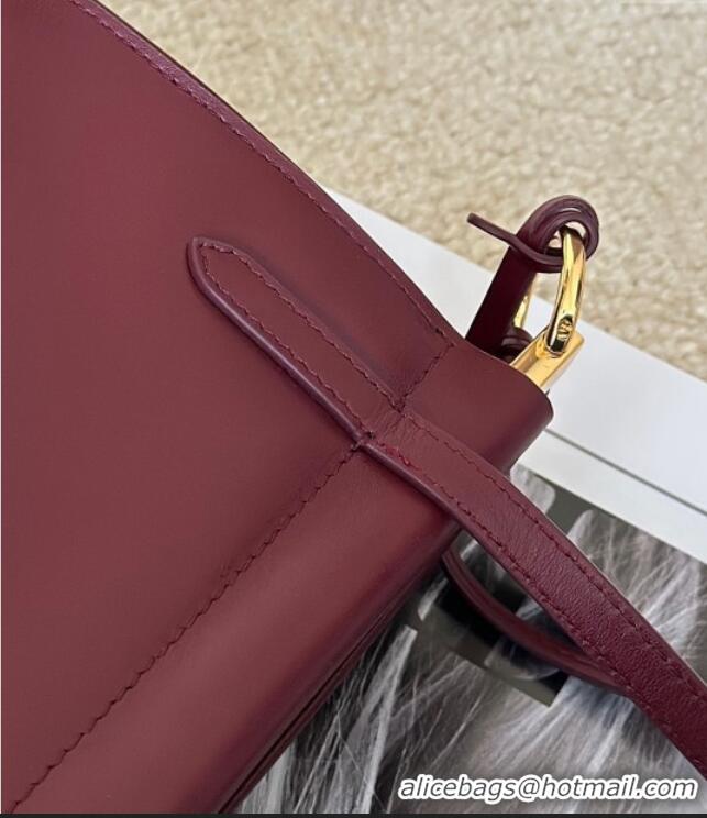 Best Price Alaia Le Click Medium Shoulder Bag in Calfskin Leather 998054M Dark Burgundy 2025